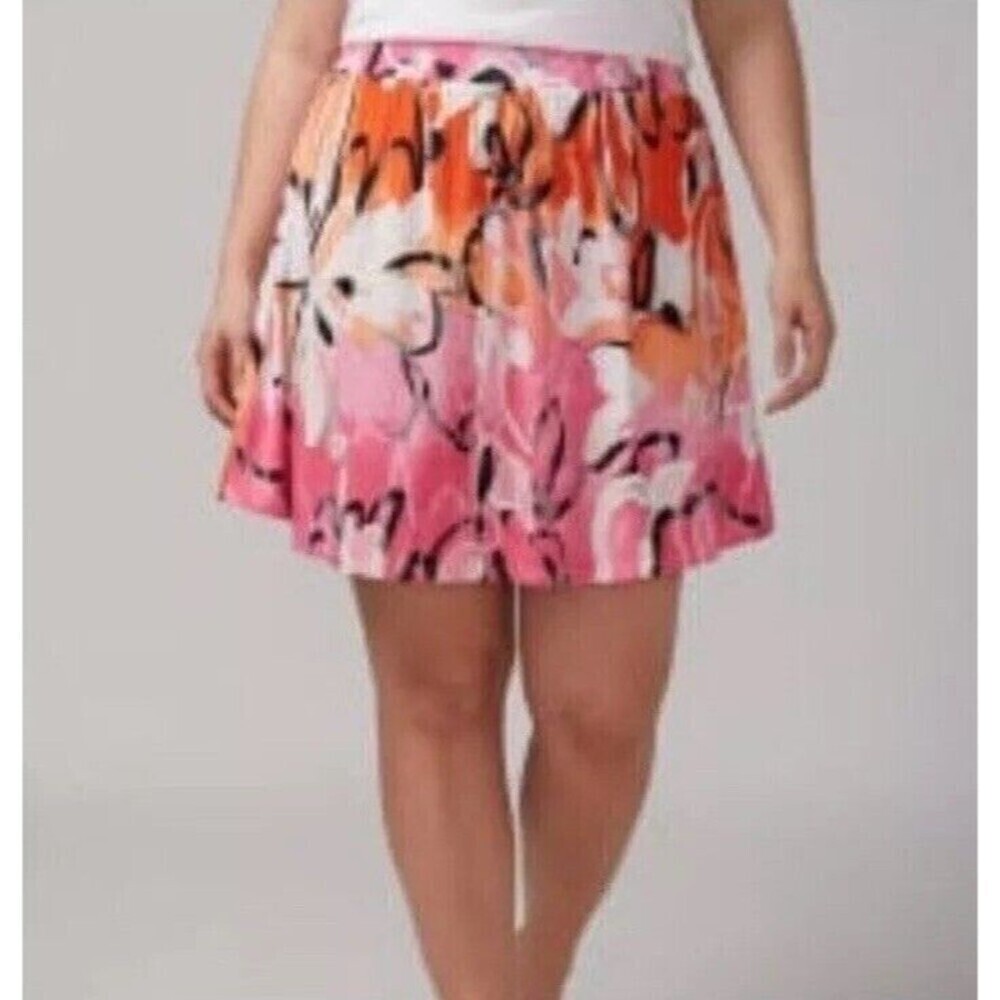 Lane Bryant Women's 26/28 A-Line Skirt  Multicolor Pull On Floral Tropical Beach